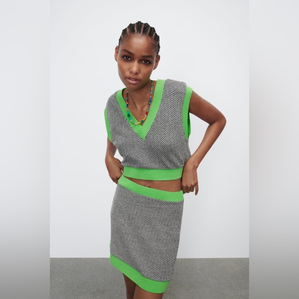 Zara Jacquard Top and Skirt Set